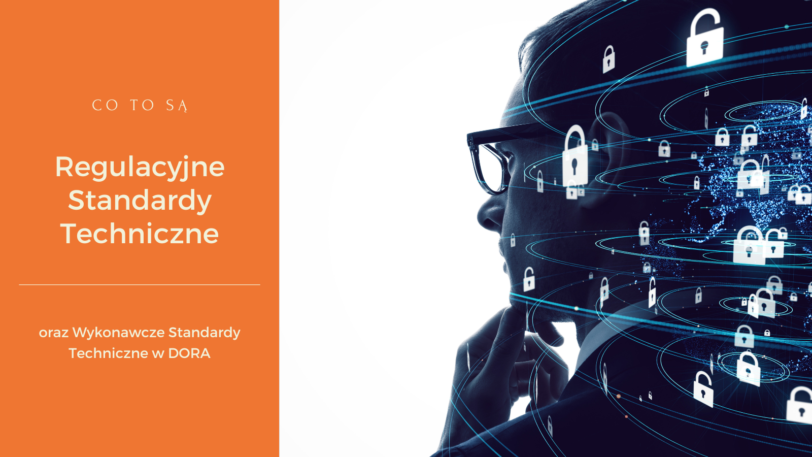 człowiek w okularach myśli grafika abstrakcyjna